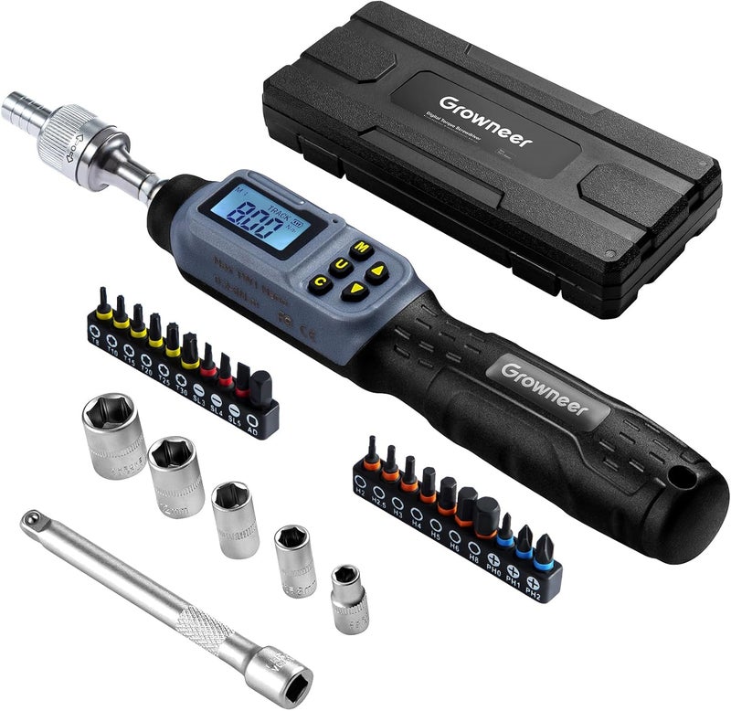 GROWNEER Upgraded Digital Torque Screwdriver, 3.5-70.8 In-lbs/0.4-8 Nm, 1/4'' Drive Inch Pound Rachet Torque Screwdriver Electrician with Buzzer & LED Indicator, Torque Wrench Screwdriver Set - Image 1